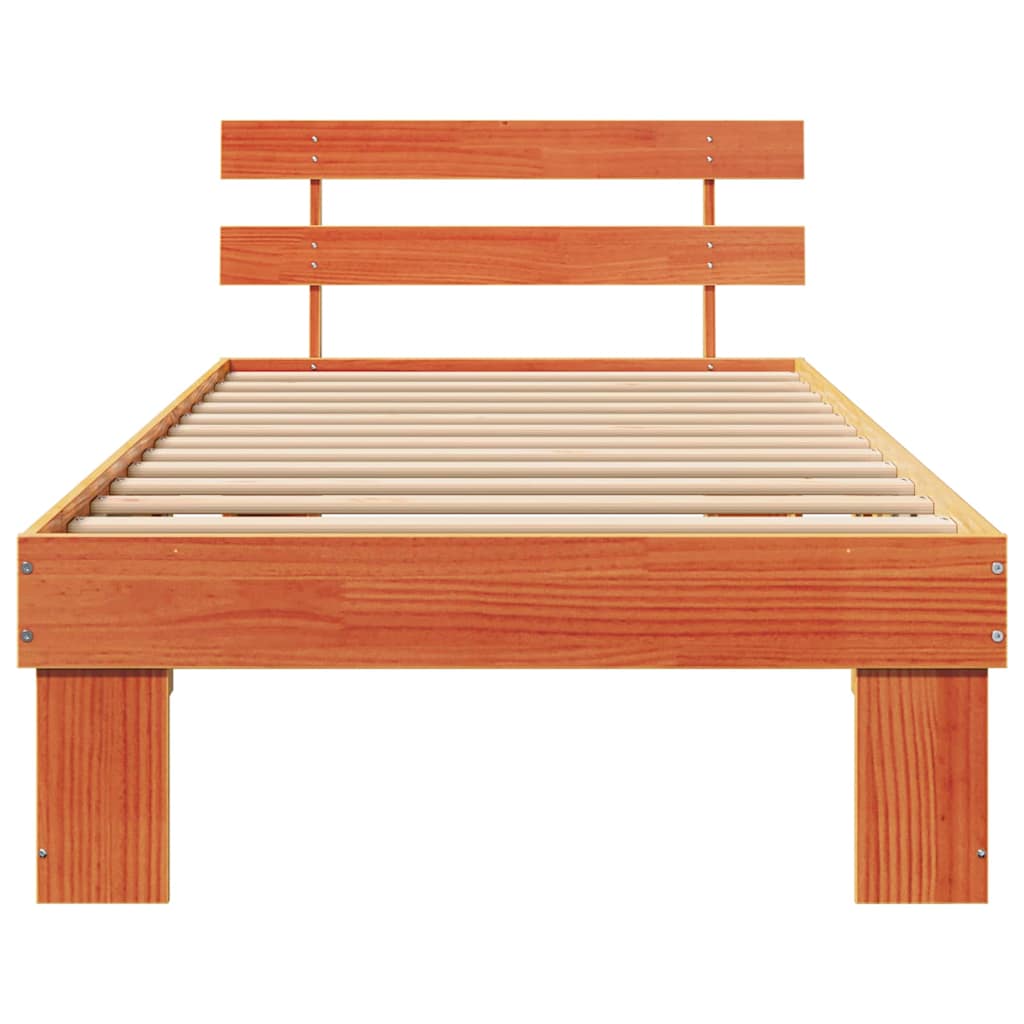 Σκελετός Κρεβατιού με κεφαλάρι Κερωτό καφέ 100 x 200 cm