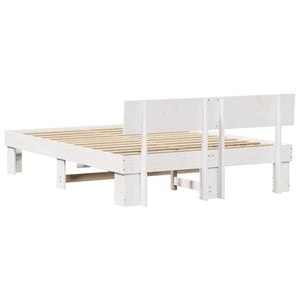 Σκελετός Κρεβατιού Λευκό 160 x 200 cm Στερεά ξυλεία πεύκου