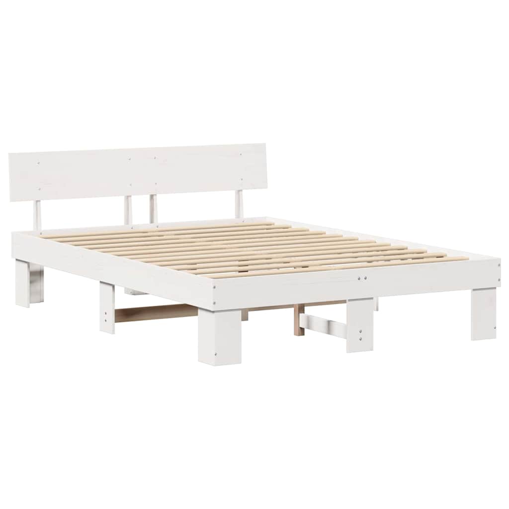 Σκελετός Κρεβατιού Λευκό 140 x 200 cm Στερεά ξυλεία πεύκου
