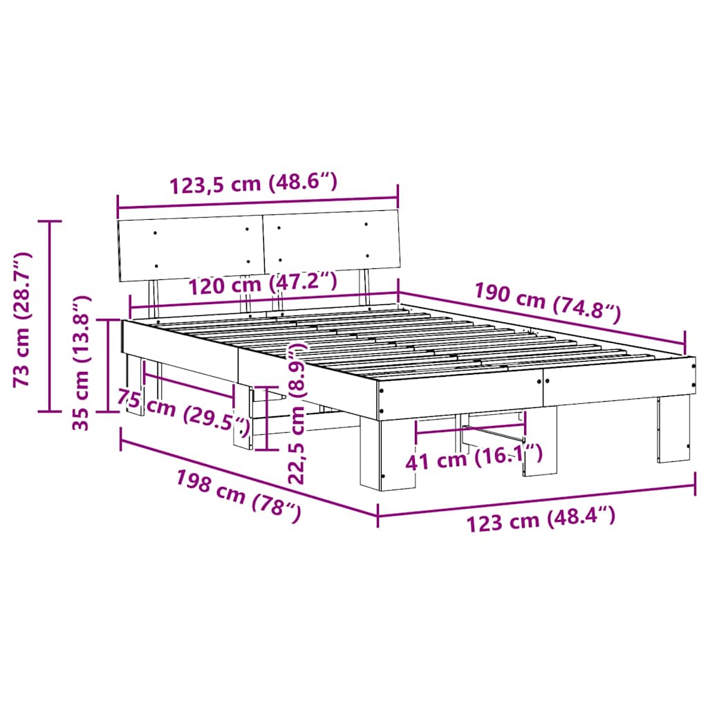 Σκελετός Κρεβατιού Λευκό 120 x 190 cm Στερεά ξυλεία πεύκου - Pakobazaar