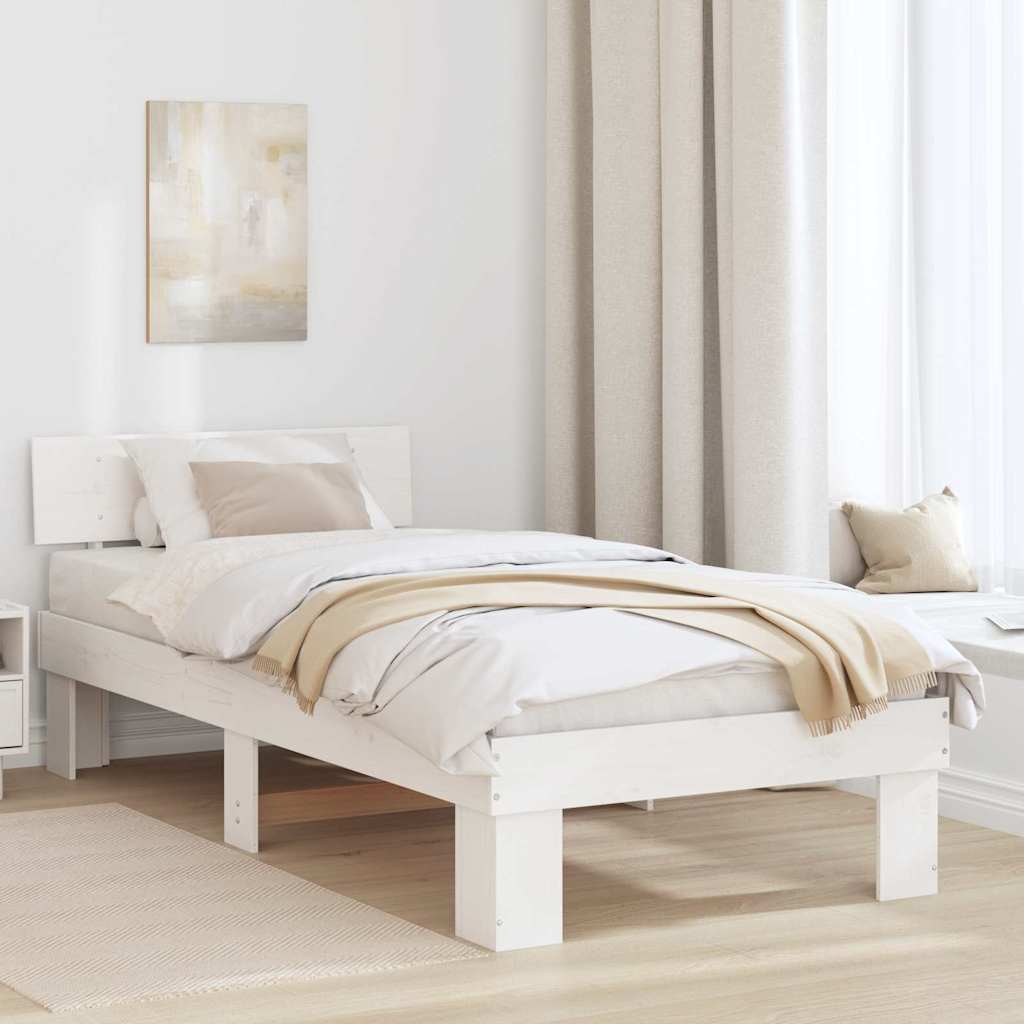 Σκελετός Κρεβατιού Λευκό 75 x 190 cm Στερεά ξυλεία πεύκου