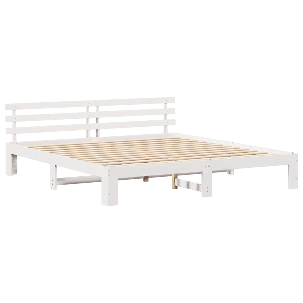 Σκελετός Κρεβατιού Λευκό 180 x 200 cm Στερεά ξυλεία πεύκου