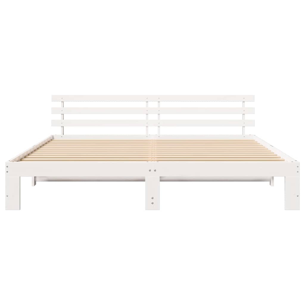 Σκελετός Κρεβατιού Λευκό 180 x 200 cm Στερεά ξυλεία πεύκου