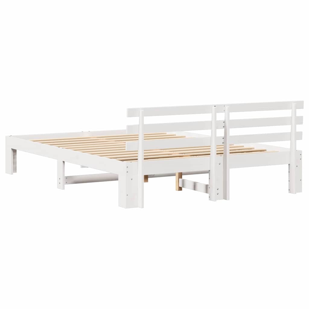 Σκελετός Κρεβατιού Λευκό 160 x 200 cm Στερεά ξυλεία πεύκου