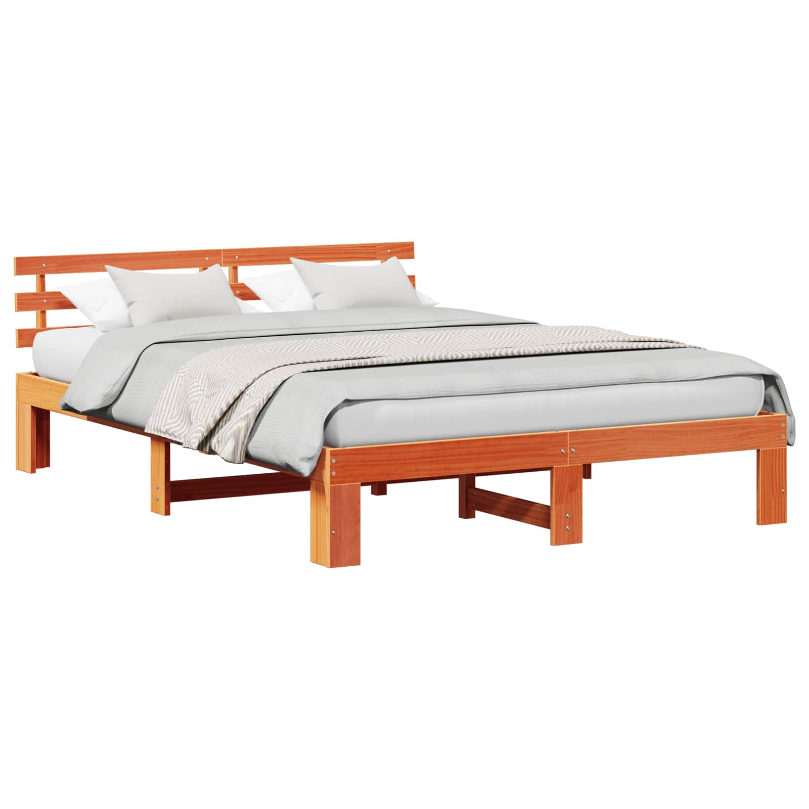 Σκελετός Κρεβατιού με κεφαλάρι Κερωτό καφέ 150 x 200 cm
