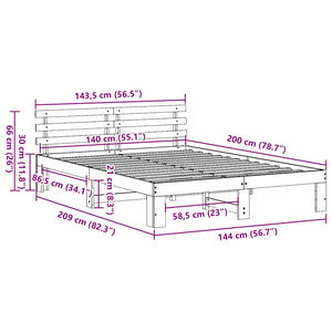 Σκελετός Κρεβατιού Φυσικό 140 x 200 cm Στερεά ξυλεία πεύκου