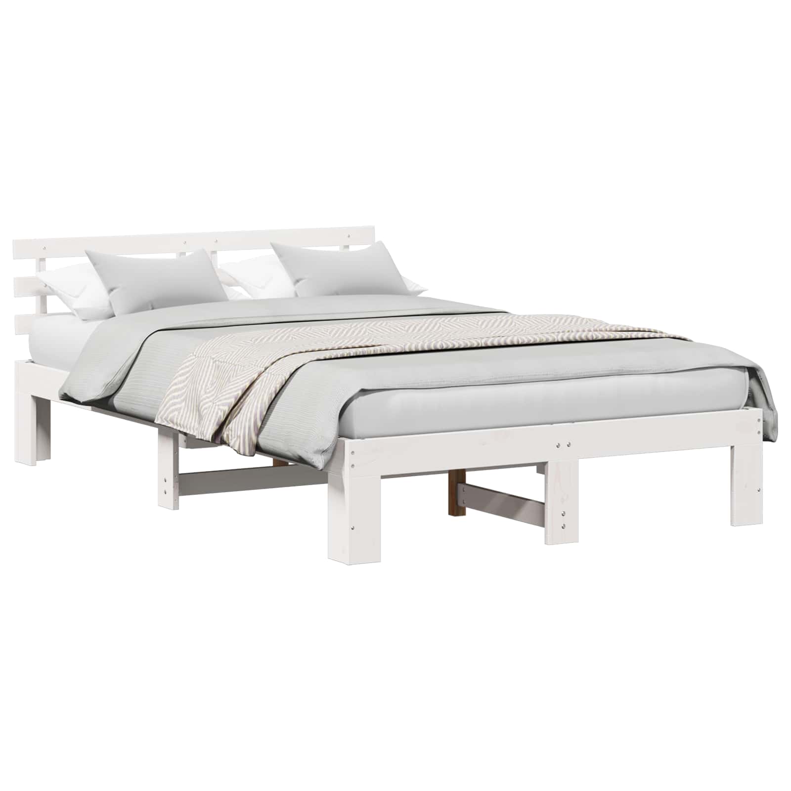 Σκελετός Κρεβατιού Λευκό 120 x 190 cm Στερεά ξυλεία πεύκου