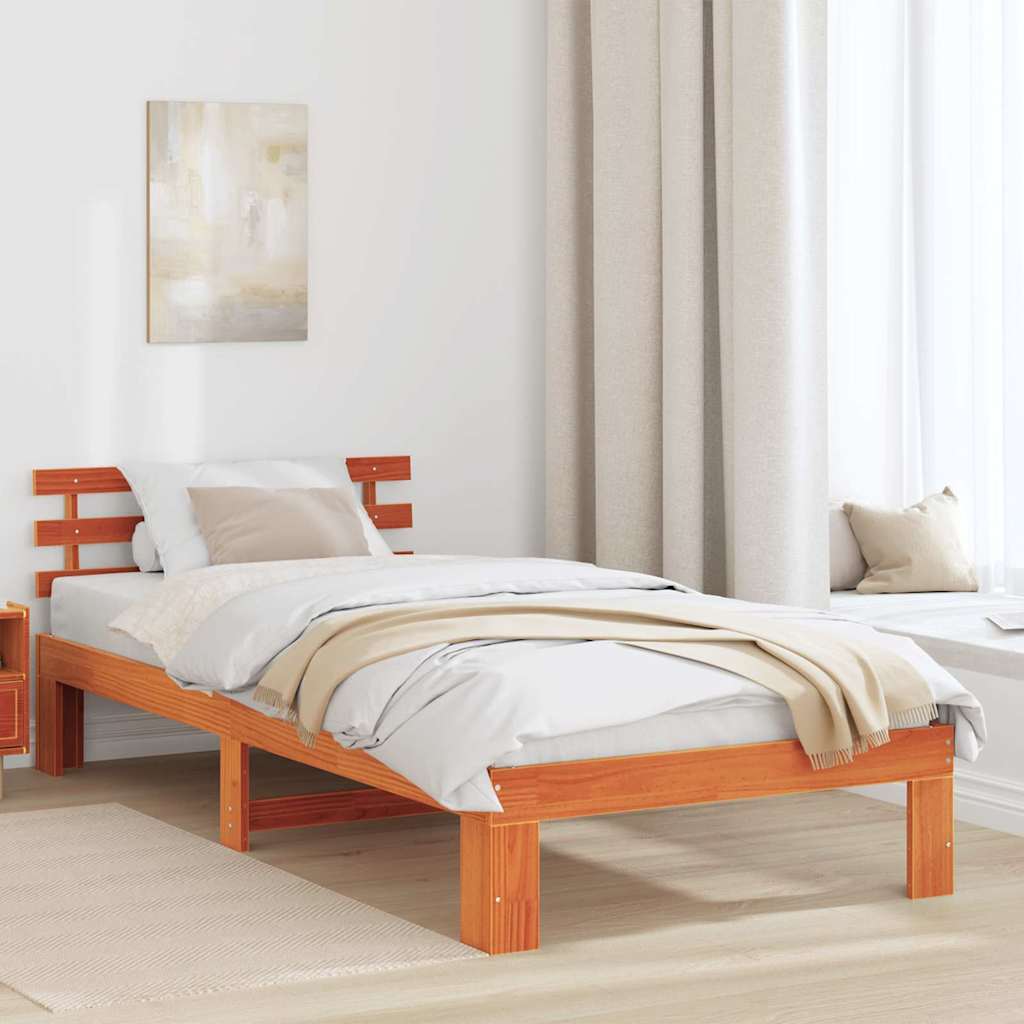 Σκελετός Κρεβατιού Κερωτό καφέ 90 x 190 cm Στερεά ξυλεία πεύκου