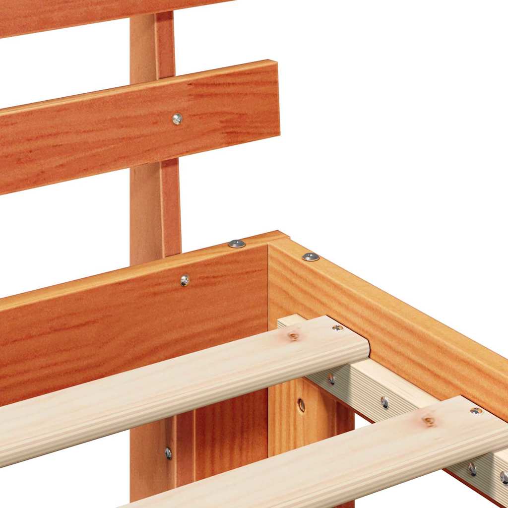 Σκελετός Κρεβατιού Κερωτό καφέ 75 x 190 cm Στερεά ξυλεία πεύκου