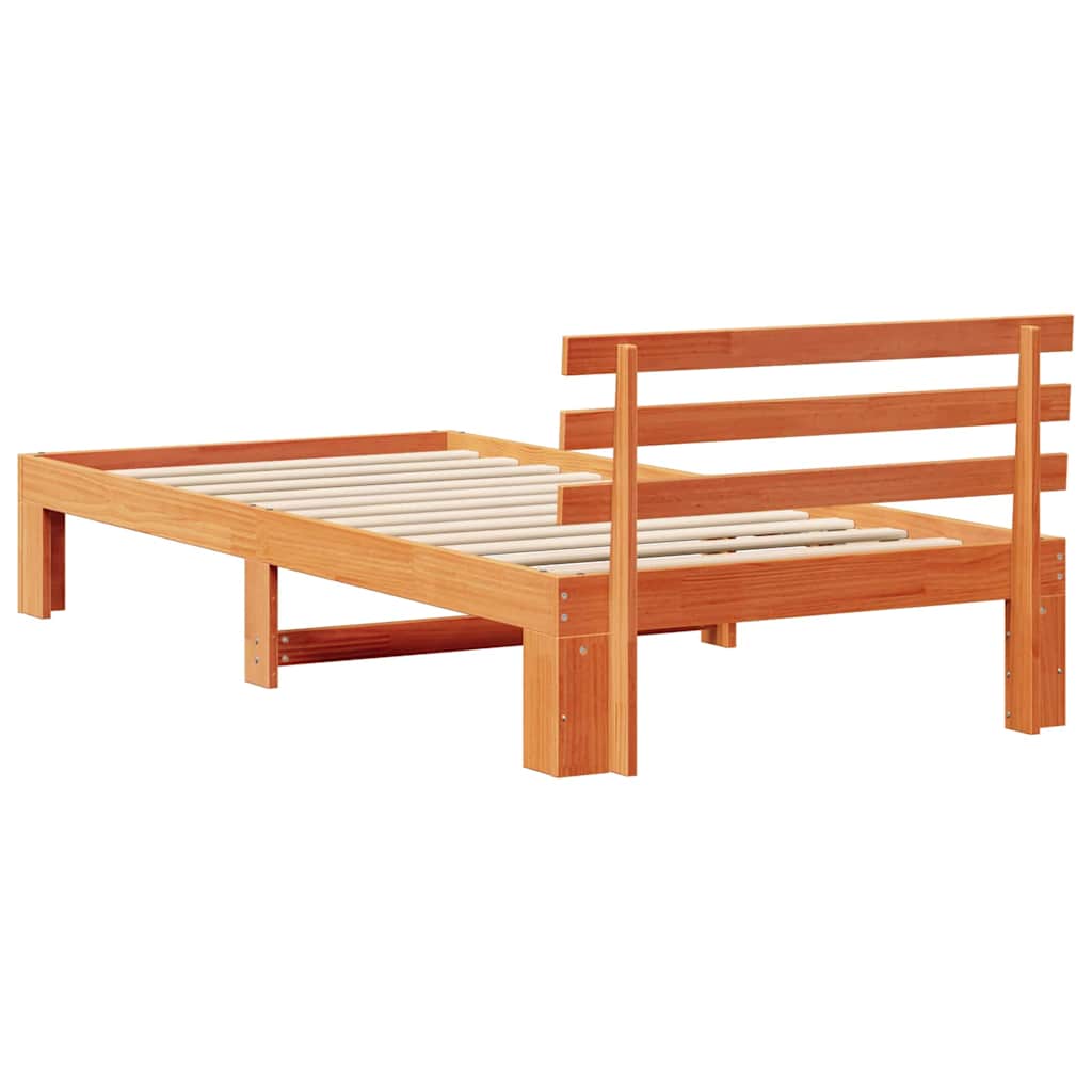 Σκελετός Κρεβατιού Κερωτό καφέ 75 x 190 cm Στερεά ξυλεία πεύκου