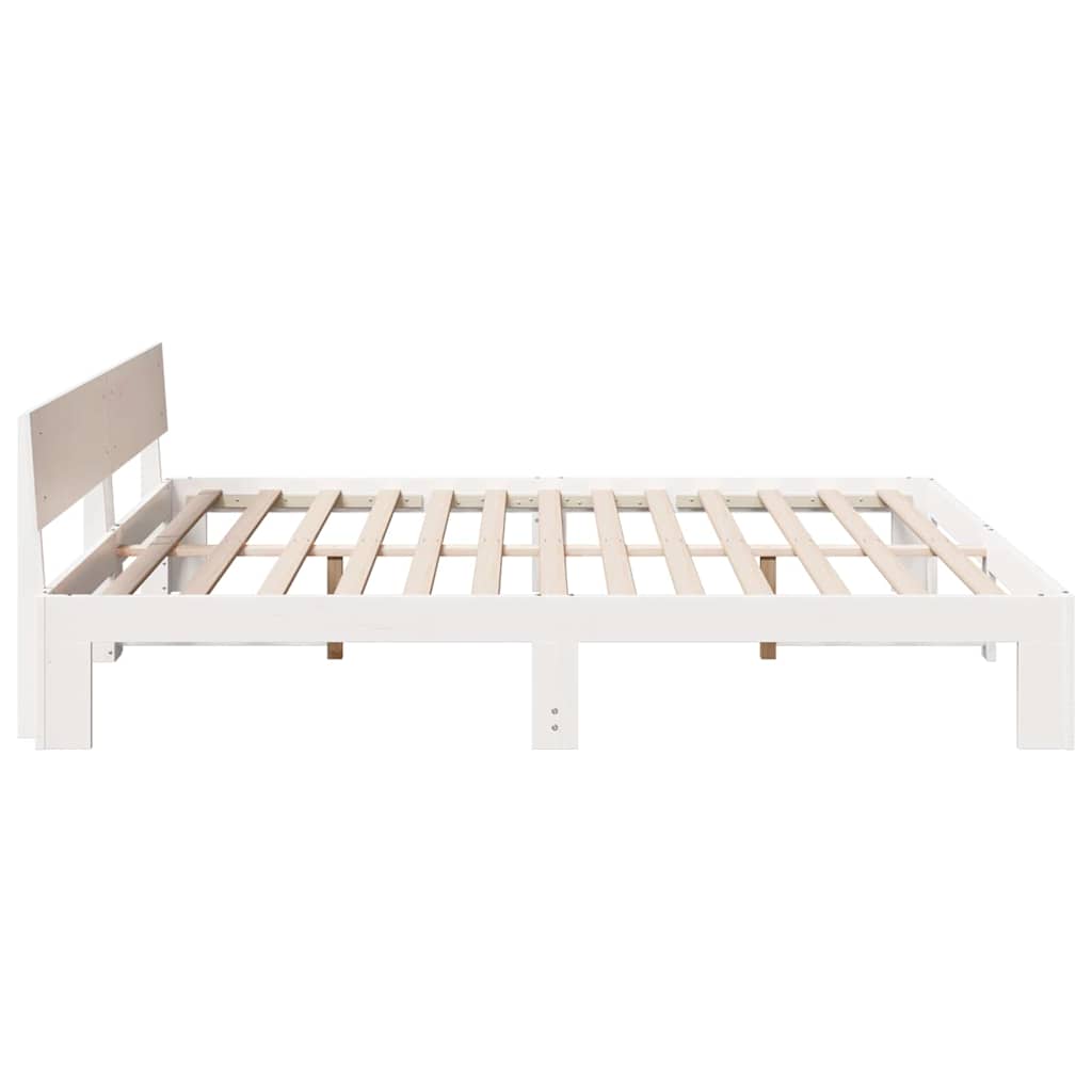 Σκελετός Κρεβατιού Λευκό 200 x 200 cm Στερεά ξυλεία πεύκου