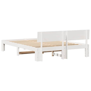 Σκελετός Κρεβατιού Λευκό 160 x 200 cm Στερεά ξυλεία πεύκου