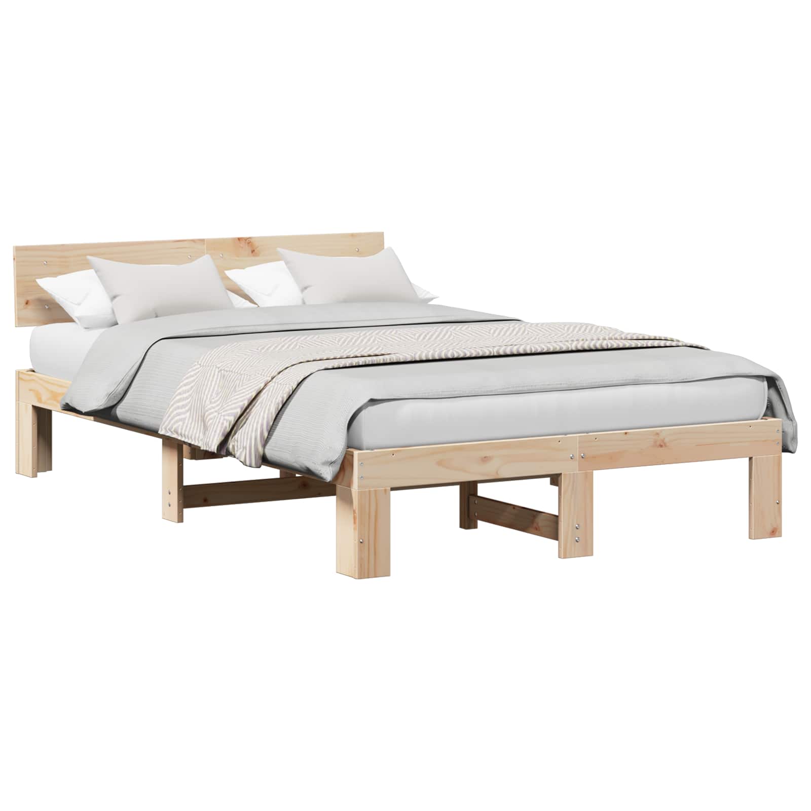 Σκελετός Κρεβατιού Φυσικό 140 x 190 cm Στερεά ξυλεία πεύκου - Pakobazaar