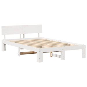 Σκελετός Κρεβατιού Λευκό 140 x 190 cm Στερεά ξυλεία πεύκου