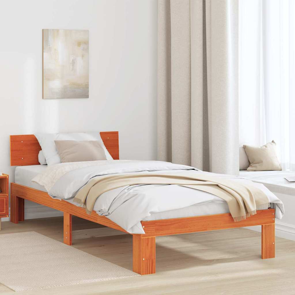 Σκελετός Κρεβατιού Κερωτό καφέ 90 x 190 cm Στερεά ξυλεία πεύκου