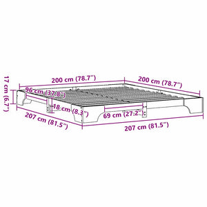 Σκελετός Κρεβατιού Φυσικό 200 x 200 cm Στερεά ξυλεία πεύκου