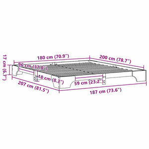 Σκελετός Κρεβατιού Φυσικό 180 x 200 cm Στερεά ξυλεία πεύκου