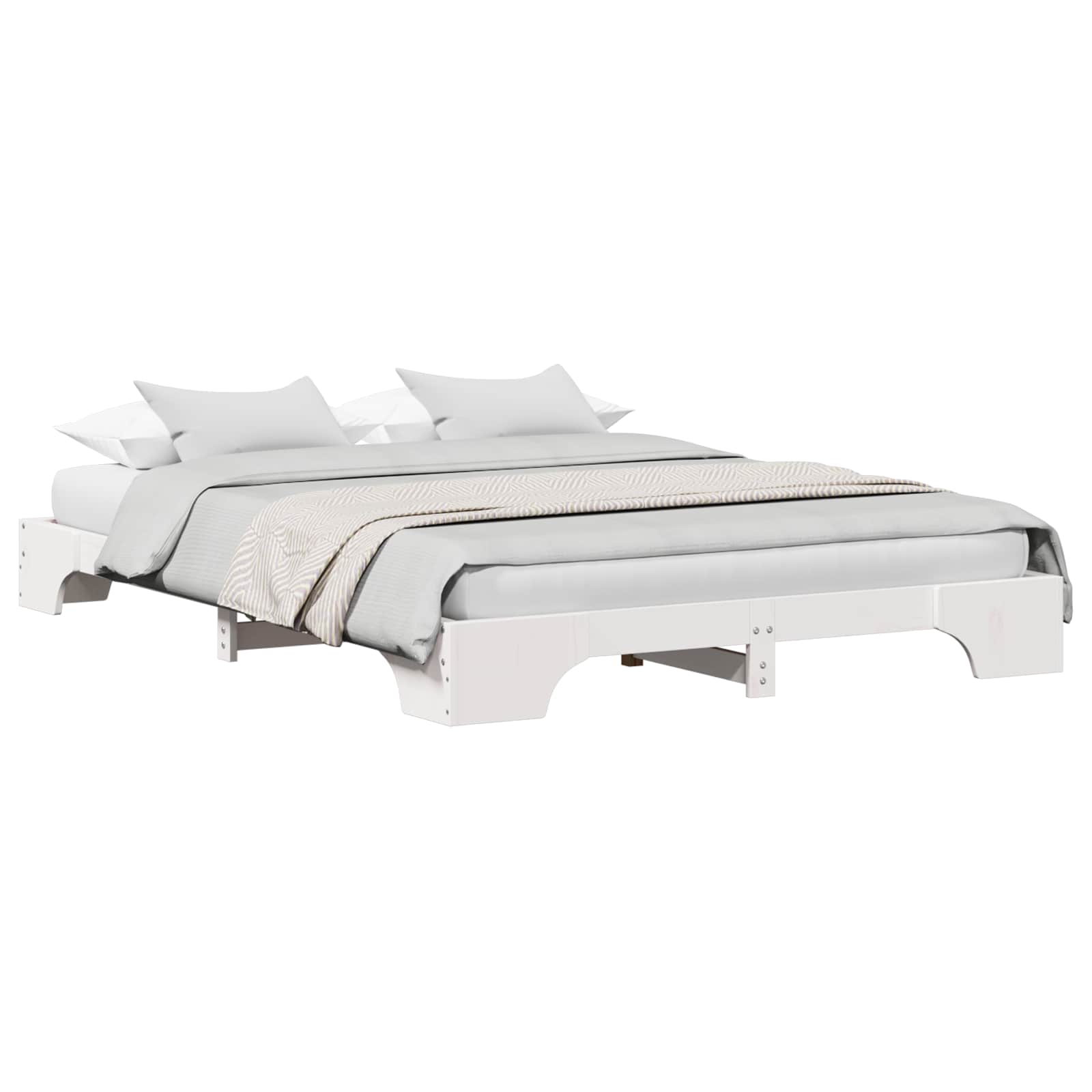 Σκελετός Κρεβατιού Λευκό 160 x 200 cm Στερεά ξυλεία πεύκου