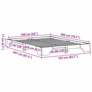 Σκελετός Κρεβατιού Κερωτό καφέ 160 x 200 cm