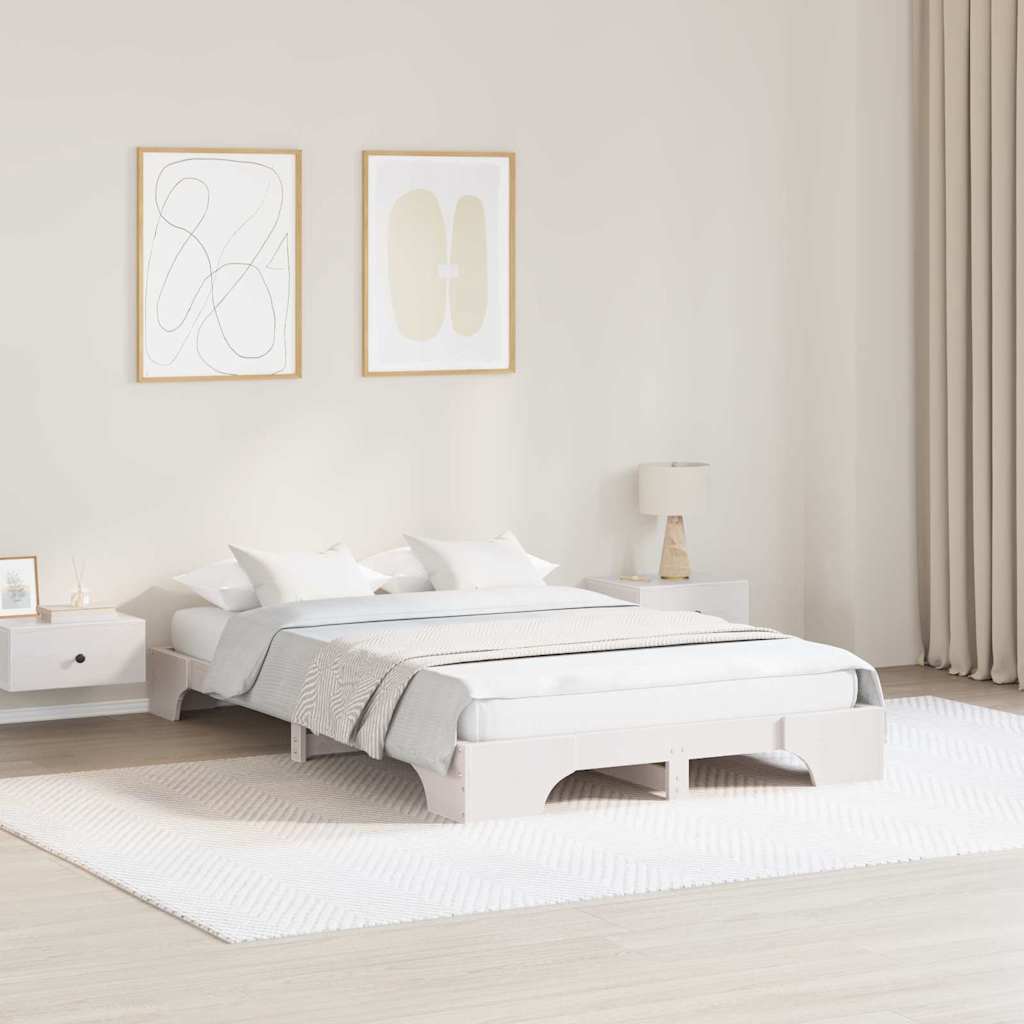 Σκελετός Κρεβατιού Λευκό 135 x 190 cm Στερεά ξυλεία πεύκου
