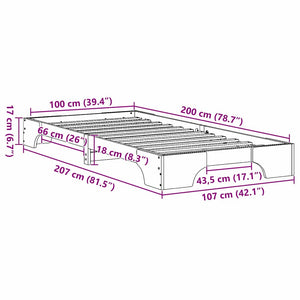 Σκελετός Κρεβατιού Φυσικό 100 x 200 cm Στερεά ξυλεία πεύκου
