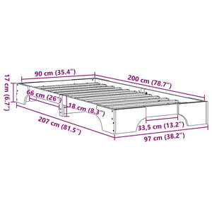 Σκελετός Κρεβατιού Στερεά ξυλεία πεύκου 90 x 200 cm