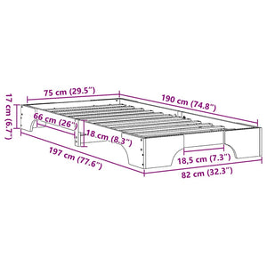 Σκελετός Κρεβατιού Φυσικό 75 x 190 cm Στερεά ξυλεία πεύκου