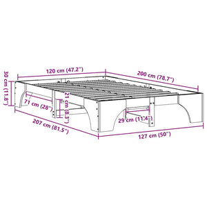 Σκελετός Κρεβατιού Κερωτό καφέ 120 x 200 cm