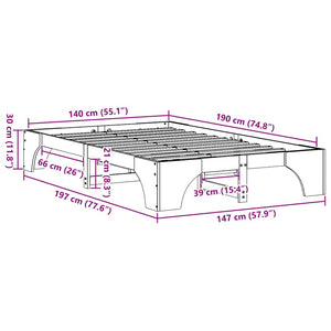 Σκελετός Κρεβατιού Κερωτό καφέ 140 x 190 cm