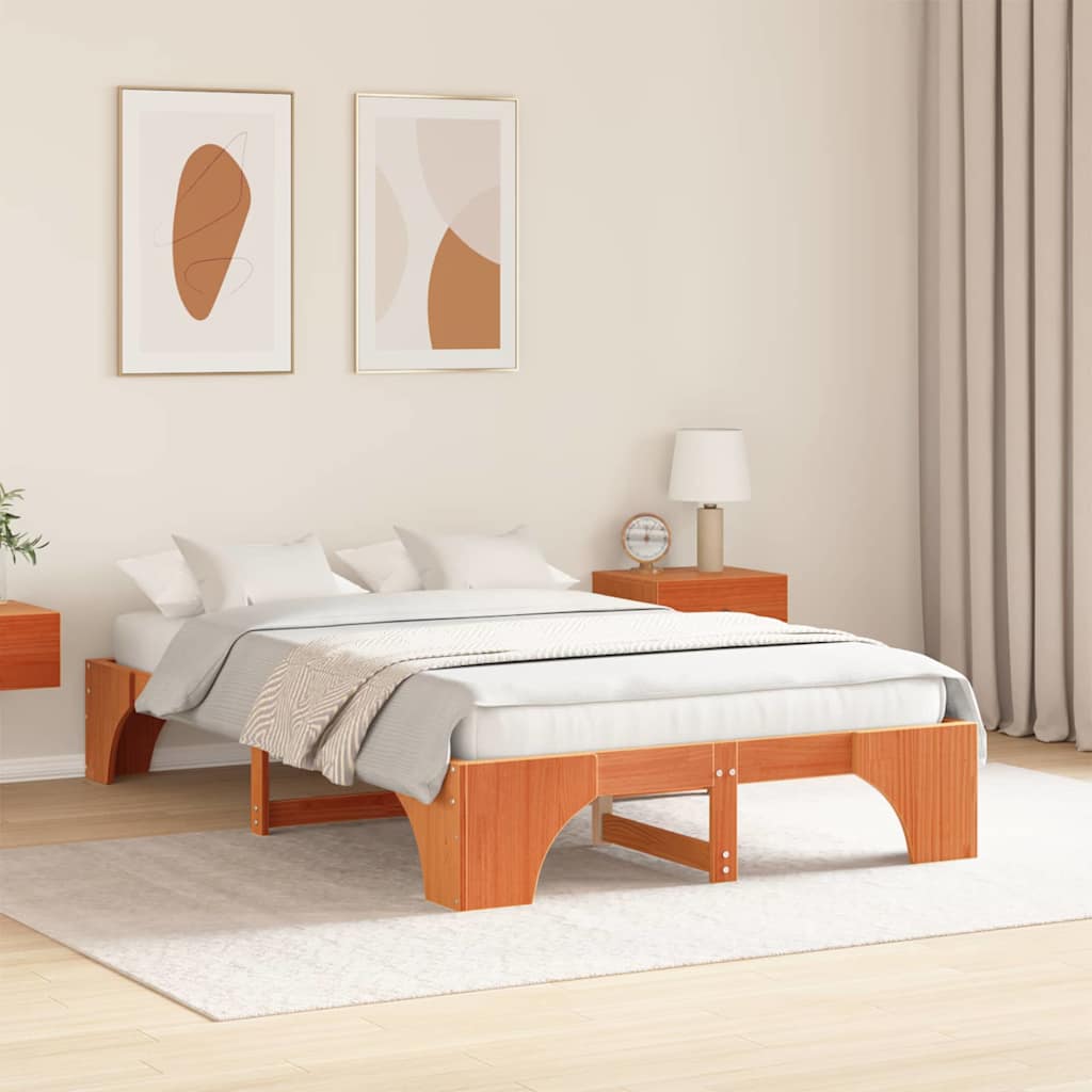 Σκελετός Κρεβατιού Κερωτό καφέ 135 x 190 cm
