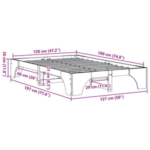 Σκελετός Κρεβατιού Λευκό 120 x 190 cm Στερεά ξυλεία πεύκου