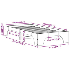 Σκελετός Κρεβατιού Φυσικό 100 x 200 cm Στερεά ξυλεία πεύκου