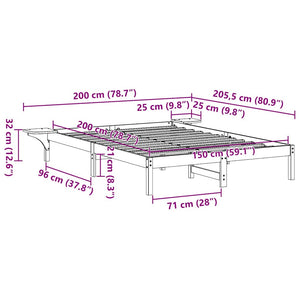 Σκελετός Κρεβατιού Λευκό 150 x 200 cm Στερεά ξυλεία πεύκου