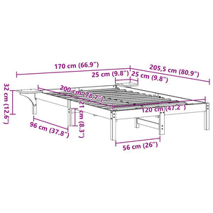 Σκελετός Κρεβατιού Φυσικό 120 x 200 cm Στερεά ξυλεία πεύκου