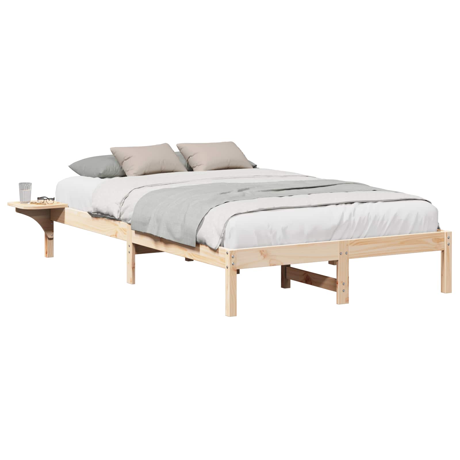 Σκελετός Κρεβατιού Φυσικό 135 x 190 cm Στερεά ξυλεία πεύκου