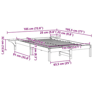 Σκελετός Κρεβατιού Λευκό 135 x 190 cm Στερεά ξυλεία πεύκου