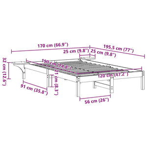 Σκελετός Κρεβατιού Φυσικό 120 x 190 cm Στερεά ξυλεία πεύκου