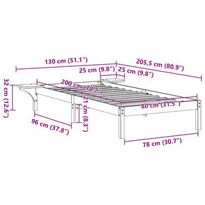 Σκελετός Κρεβατιού Φυσικό 80 x 200 cm Στερεά ξυλεία πεύκου