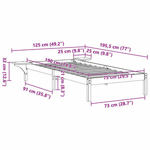 Σκελετός Κρεβατιού Φυσικό 75 x 190 cm Στερεά ξυλεία πεύκου