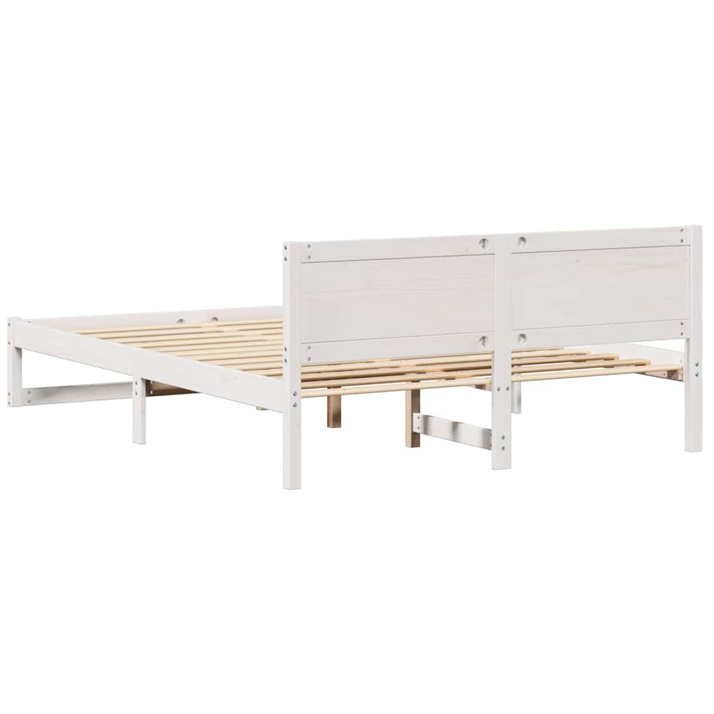 Σκελετός Κρεβατιού Λευκό 150 x 200 cm Στερεά ξυλεία πεύκου