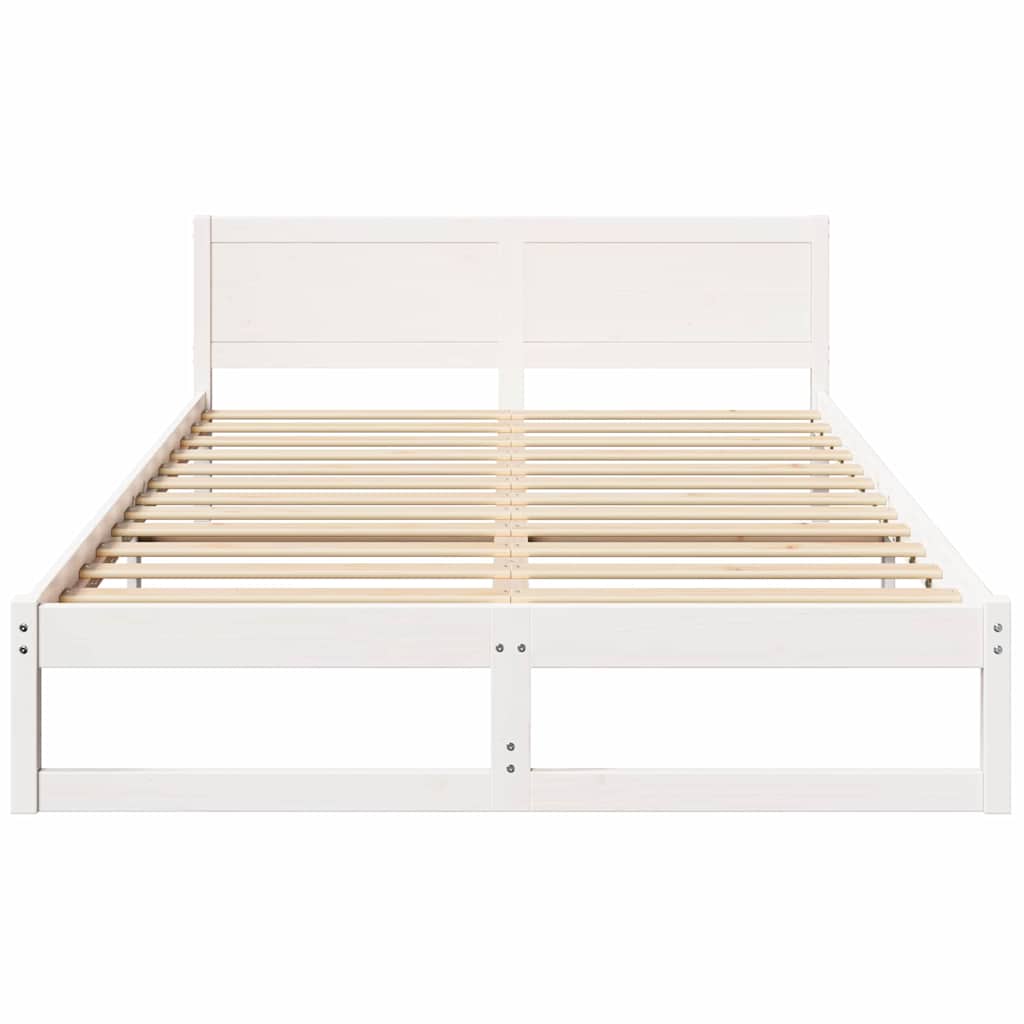 Σκελετός Κρεβατιού Λευκό 140 x 200 cm Στερεά ξυλεία πεύκου