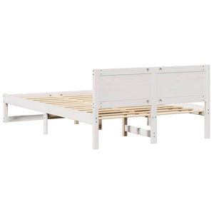Σκελετός Κρεβατιού Λευκό 140 x 190 cm Στερεά ξυλεία πεύκου