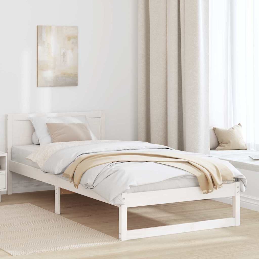 Σκελετός Κρεβατιού Λευκό 75 x 190 cm Στερεά ξυλεία πεύκου