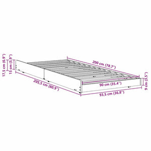 Σκελετός Κρεβατιού Καφέ 90 x 200 cm Μασίφ ξύλο πεύκου - Pakobazaar