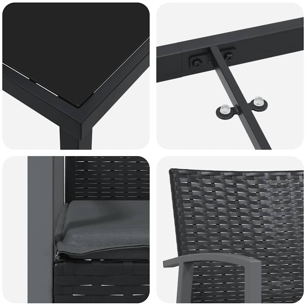 Σέτ φαγητού για κήπο 7 pcs Μαύρο και Γκρι Ράτα PE - Pakobazaar