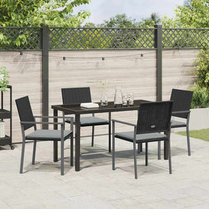Σέτ φαγητού για κήπο 5 pcs Μαύρο και Ανοιχτό Γκρι Ράτα PE - Pakobazaar
