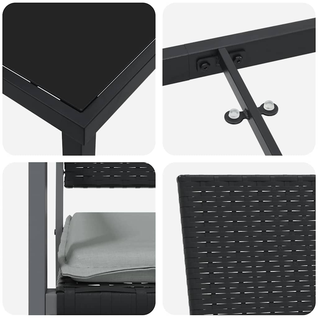 Σέτ φαγητού για κήπο 7 pcs Μαύρο και Ανοιχτό Γκρι Ράτα PE - Pakobazaar