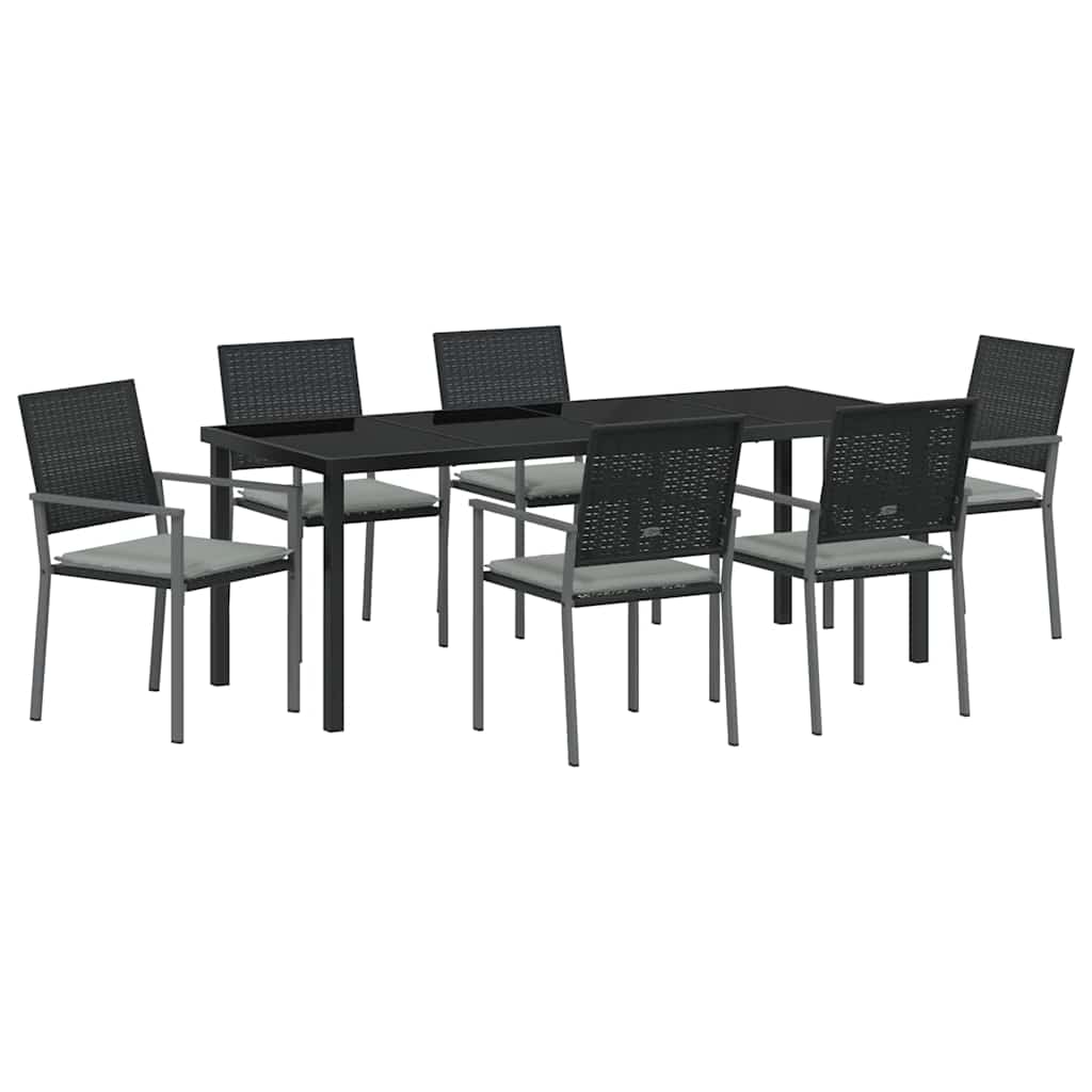 Σέτ φαγητού για κήπο 7 pcs Μαύρο και Ανοιχτό Γκρι Ράτα PE - Pakobazaar