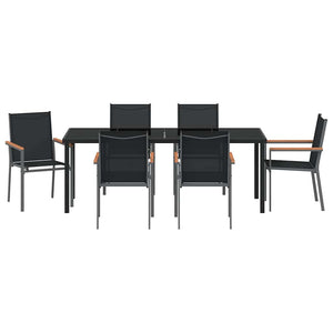 Σέτ φαγητού για κήπο 7 pcs Μαύρο Ατσάλι με Πούδρα - Pakobazaar