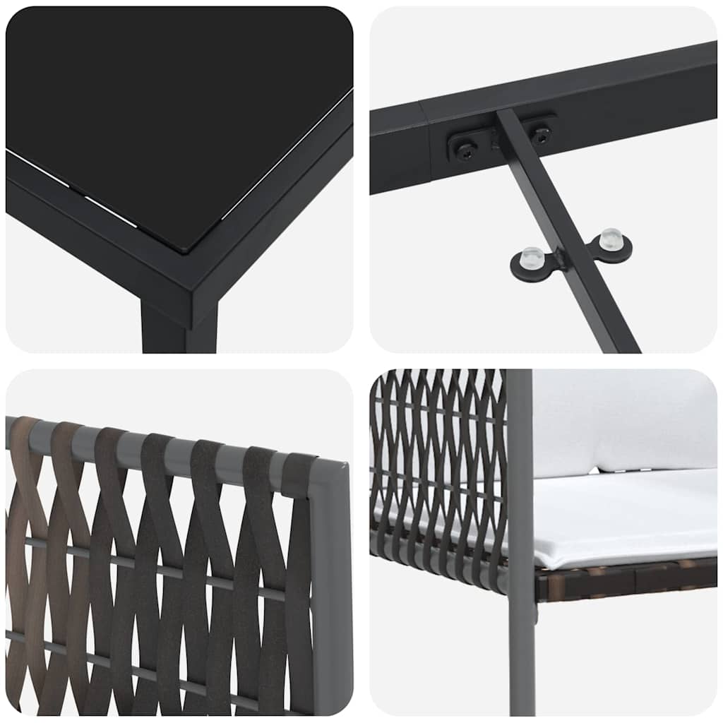 Σέτ φαγητού για κήπο 7 pcs Καφέ και Μαύρο Ράτα PE - Pakobazaar